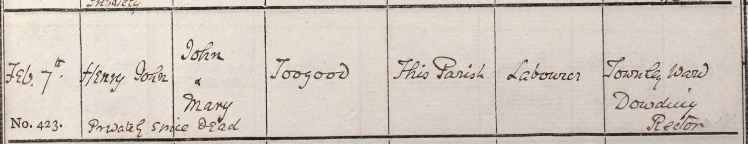 1878 Christening - Henry John Toogood