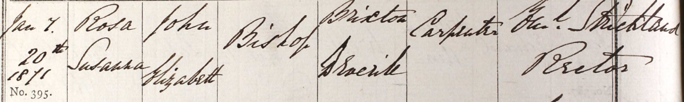 1871 Christening - Rosa Susanna Bishop
