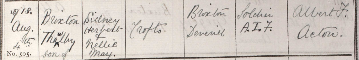 1918 Christening - Brixton Thalby Reidy-Crofts