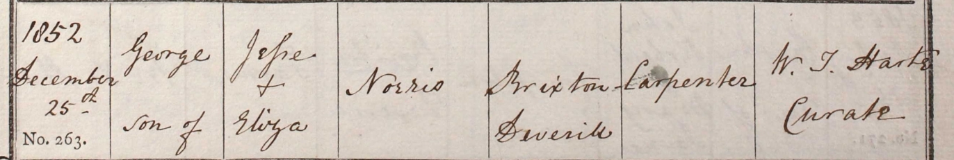 1852 Christening - George Norris