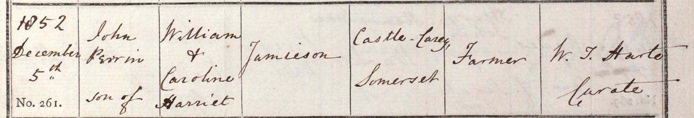 1852 Christening - John Perrin Jamieson
