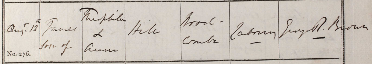 1854 Christening - James Hill