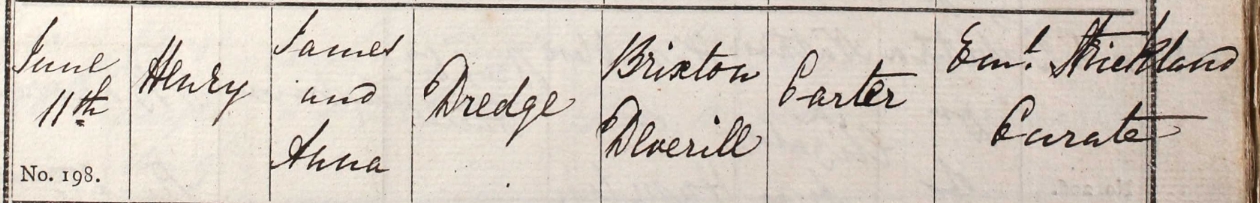 1843 Christening - Henry Dredge