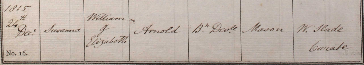 1815 Christening - Susanna Arnold