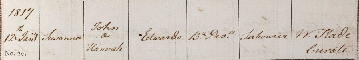 1817 Christening - Susanna Edwards