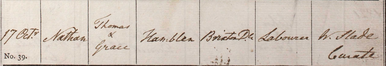 1819 Christening - Nathaniel Hamblin