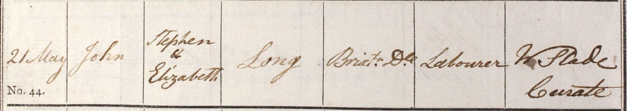 1820 Christening - John Long