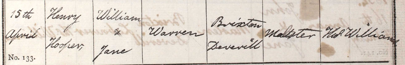 1832 Christening - Henry Hooper Warren