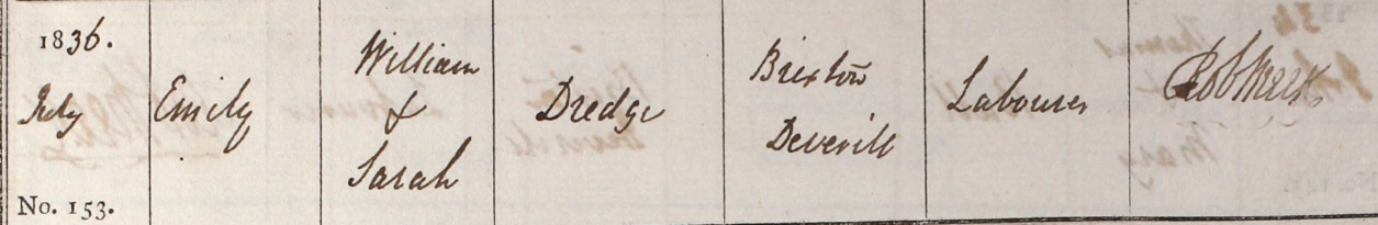 1836 Christening - Emily Dredge